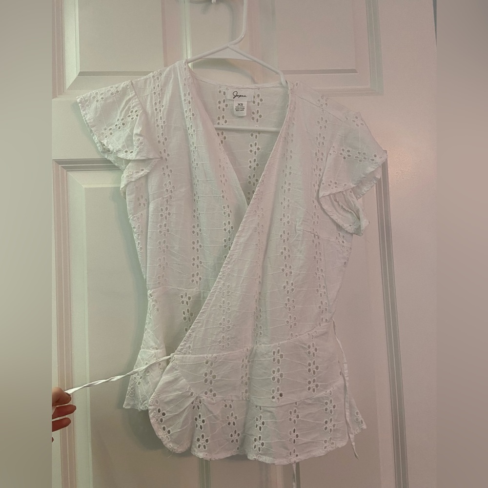 White eyelet top